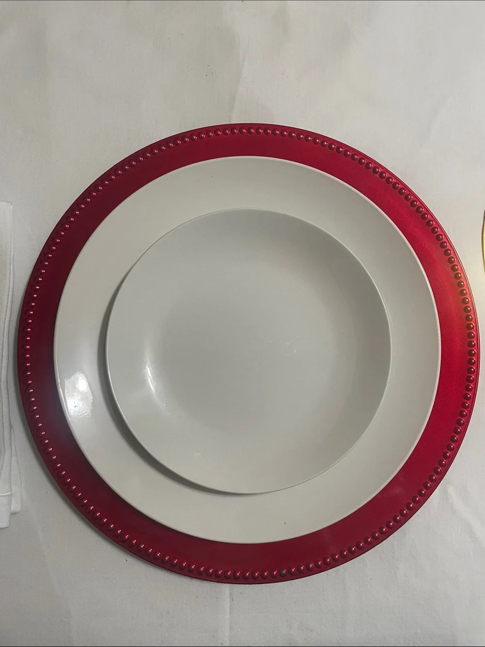 Red Beaded Charger Plate - 8